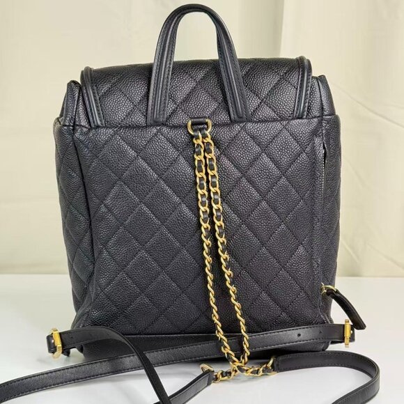 Chanel Black Caviar Filigree Backpack with Gold Accents & Quilted Design - Picture 3 of 9